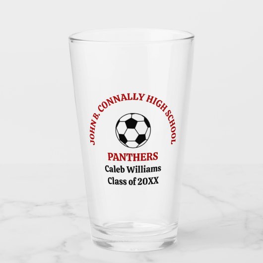 Rode Voetbalteam van de Middelbare School Persoonl Glas (Voorkant)