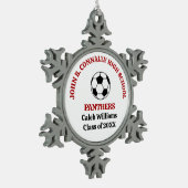 Rode Voetbalteam van de Middelbare School Persoonl Tin Sneeuwvlok Ornament (Links)