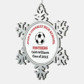 Rode Voetbalteam van de Middelbare School Persoonl Tin Sneeuwvlok Ornament (Rechts)
