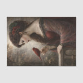 Rode Vogel Dame Portret Decoupage Tissuepapier (Voorkant)