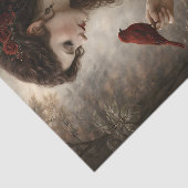 Rode Vogel Dame Portret Decoupage Tissuepapier (Detail)