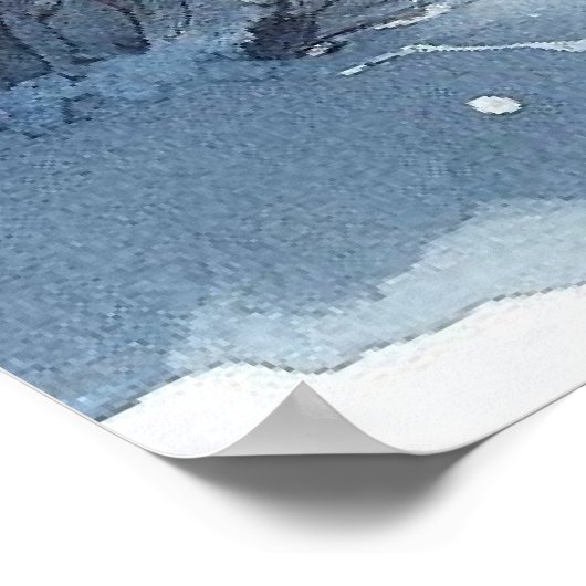 Rode vogel en winterlandschap 13 poster (Hoek)