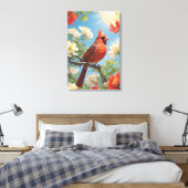 Rode vogel en zonneschijn canvas afdruk (Insitu (Slaapkamer))