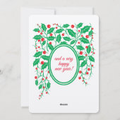 Rode Vogel & Hulst met Bessen Plat Kerstkaart (Achterkant)