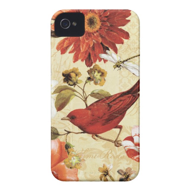 Rode vogel in een bloem Case-Mate iPhone case (Achterkant)