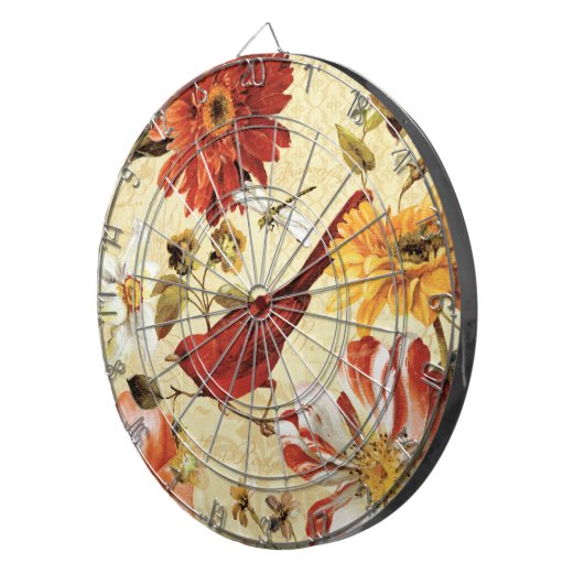 Rode vogel in een bloem dartbord (Voorkant Rechts)