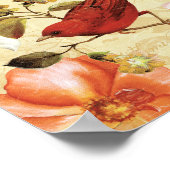 Rode vogel in een bloem poster (Hoek)