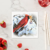 rode vogel in sneeuw servetten (Insitu)