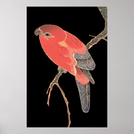 Rode Vogel Japanse Stijl Vintage Wandkunst Poster