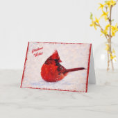 Rode Vogel Kardinaal en Sneeuwkerst Kaart (Gele Bloem)
