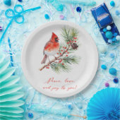 Rode Vogel Kardinaal Kerst Papieren Bord (Feest)