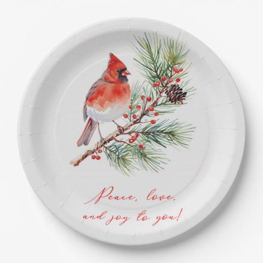 Rode Vogel Kardinaal Kerst Papieren Bord (Voorkant)