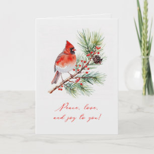Rode Vogel Kardinaal Kerstmis Vouwbare Wenskaart Kaart