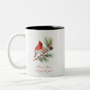 Rode Vogel Kardinaal Kerstmok Tweekleurige Koffiemok