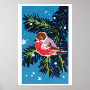 Rode Vogel Matchbox Kunstprint, Russische Vintage  Poster
