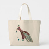 Rode vogel met bloemen grote tote bag (Achterkant)