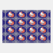 Rode vogel op blauw-rood-gepersonaliseerd blauw en inpakpapier vel (Voorkant)