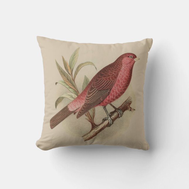  rode vogel op Branch Pillow Kussen (Voorkant)