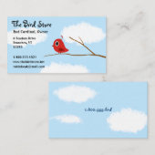 Rode vogel op een boomtak met Cloudy Sky Visitekaartje (Voorkant / Achterkant)