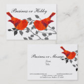 Rode vogel op een tak visitekaartje (Voorkant / Achterkant)
