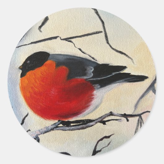 Rode vogel  ronde sticker (Voorkant)