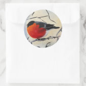Rode vogel  ronde sticker (Tas)