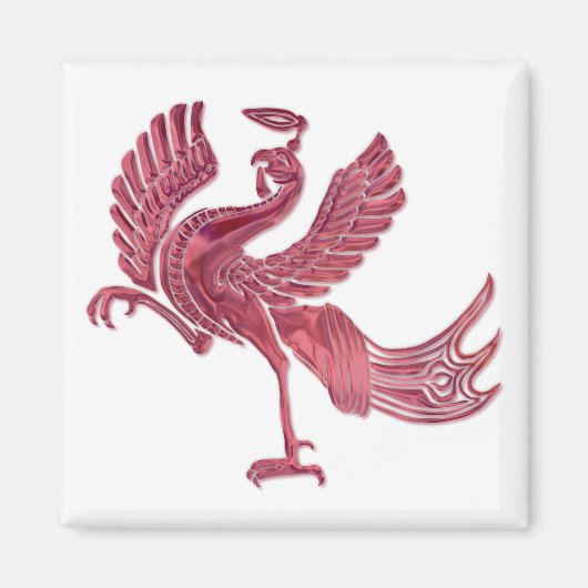 Rode Vogel rood glas Magneet (Voorkant)