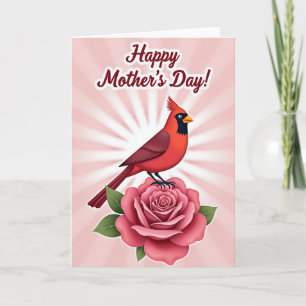 Rode Vogel Roze Moederdagkaart Kaart