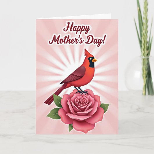 Rode Vogel Roze Moederdagkaart Kaart (Voorkant)
