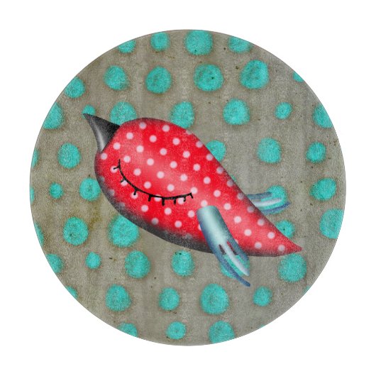 Rode vogel snijplank (Voorkant)