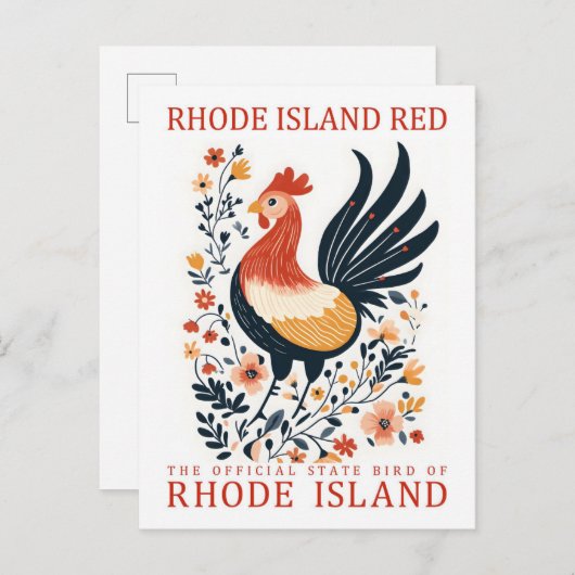 Rode vogel van Rhode Island Reizen Briefkaart (Voorkant / Achterkant)