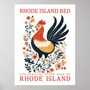 Rode vogel van Rhode Island Reizen Poster