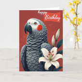 Rode Vogel Verjaardagskaart Kaart (Gele Bloem)