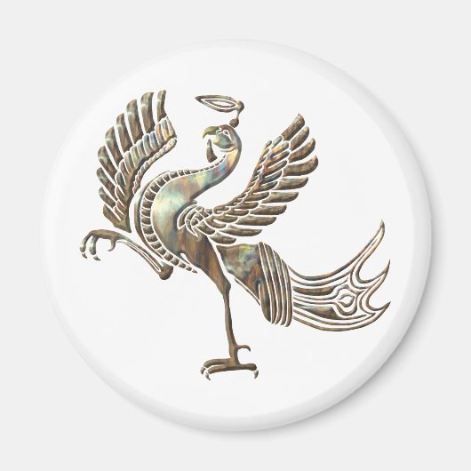 Rode vogel verwarmd koper magneet (Voorkant)