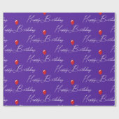 Rode vogelballon op Paars Cadeaupapier (Vlak)