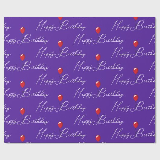 Rode vogelballon op Paars Cadeaupapier (Vlak)