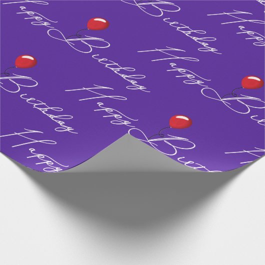 Rode vogelballon op Paars Cadeaupapier (Hoek)