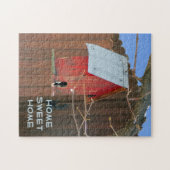 Rode vogelhuispuzzel legpuzzel (Horizontaal)