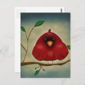 Rode vogelkardinaal briefkaart (Voorkant / Achterkant)
