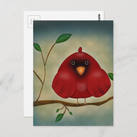 Rode vogelkardinaal briefkaart (Voorkant / Achterkant)