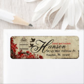 Rode vogelkooi retour adreslabels etiket (Insitu)