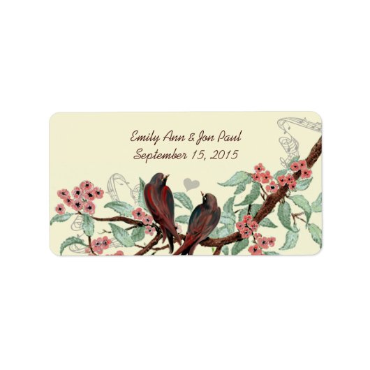  rode vogelkoraalbloemige vertakkingslabels etiket (Voorkant)