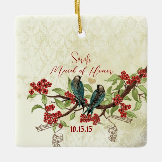 Rode vogelmeid van Honor Ornamenten (Voorkant)