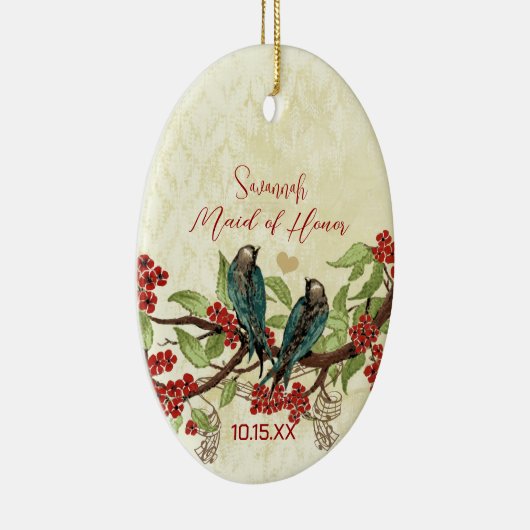 Rode  vogelmeid van Honor Ornamenten (Rechts)