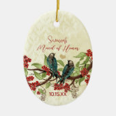 Rode  vogelmeid van Honor Ornamenten (Voorkant)