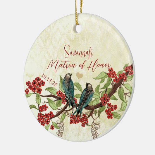 Rode  vogelmeid van Honor Ornamenten (Links)