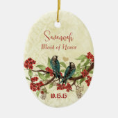 Rode  vogelmeid van Honor Ornamenten (Voorkant)