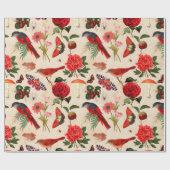 Rode vogelpest en paddenstoel cadeaupapier (Vlak)