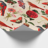 Rode vogelpest en paddenstoel cadeaupapier (Hoek)