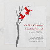  Rode Vogels Bridal Shower Invitations Kaart (Voorkant / Achterkant)